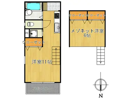 エトワール桜井(1SDK/4階)の間取り写真