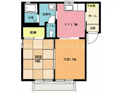 グランドール(2DK/1階)の間取り写真