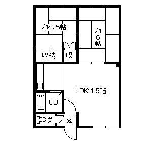 シティハイムパセオ(2LDK/2階)の間取り写真
