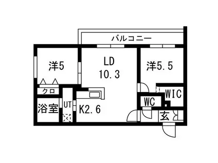 LIEN北18(2LDK/3階)の間取り写真