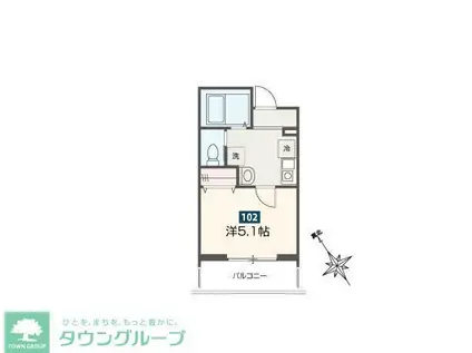 MELDIA新座II(1K/1階)の間取り写真