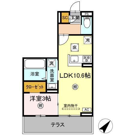 LUMIERE 33(1LDK/1階)の間取り写真