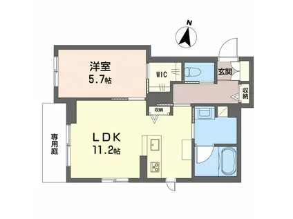 COEURMAISON内方(1LDK/1階)の間取り写真