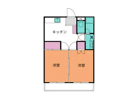 グランハイツ桜木(2DK/2階)の間取り写真