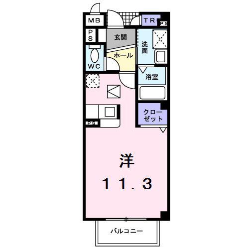 マルベリーI(ワンルーム/1階)の間取り写真