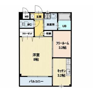 プランドール(1SK/2階)の間取り写真