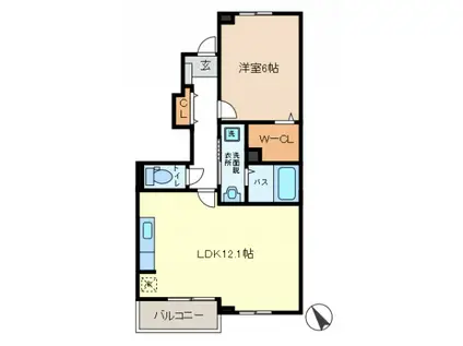 アバンツァートII(1LDK/1階)の間取り写真