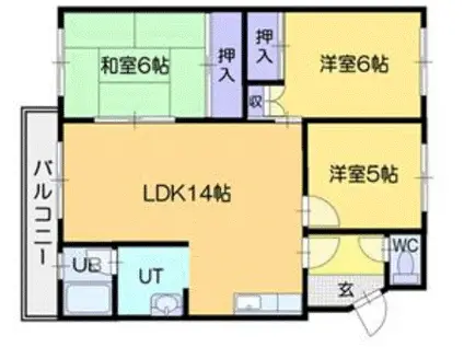 ユーハイツ恵(3LDK/4階)の間取り写真