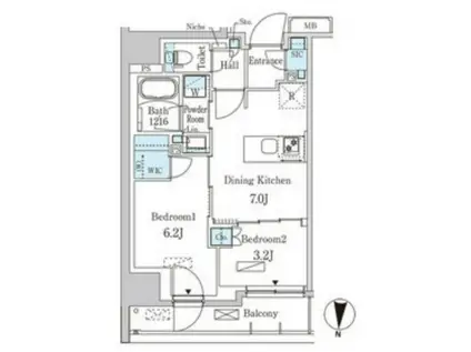 パークアクシス両国スクエア(2DK/9階)の間取り写真