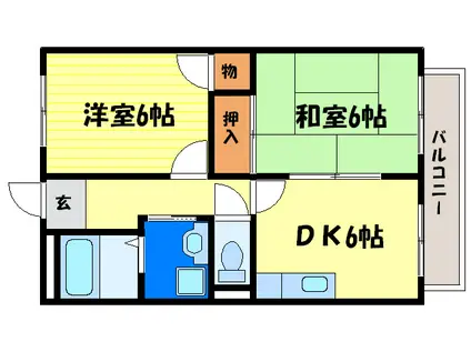 リバティハウス守山(2DK/2階)の間取り写真