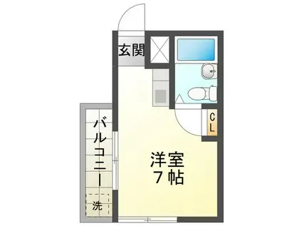 L-BOX(ワンルーム/2階)の間取り写真