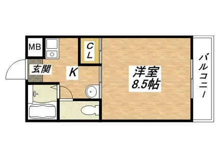 宝ハイツ(1K/5階)の間取り写真