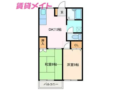 トマトの家II(2DK/2階)の間取り写真