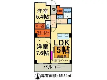 ロイヤルパークスタワー南千住(2LDK/14階)の間取り写真