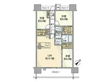 デュオヒルズ大府ザ・レジデンス(3LDK/8階)の間取り写真