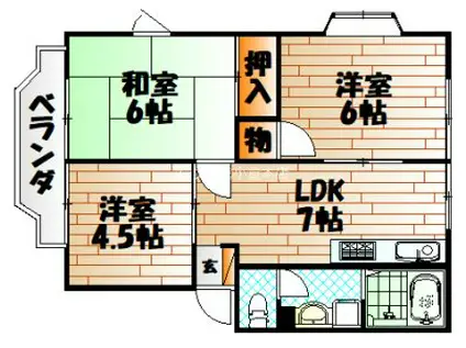ウィンディアK(3LDK/2階)の間取り写真