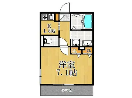 メゾン アネシス(1K/1階)の間取り写真