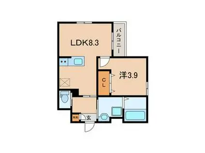 CRECIA一宮III(1LDK/3階)の間取り写真