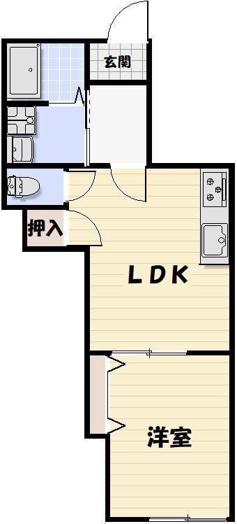 LIKE亥鼻(1LDK/2階)の間取り写真
