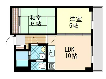 ウエスト宇品(2LDK/5階)の間取り写真