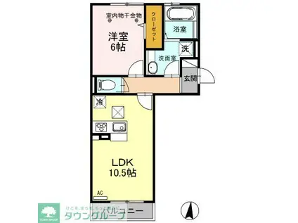 ロイジェントパークス レイクタウン III C(1LDK/1階)の間取り写真
