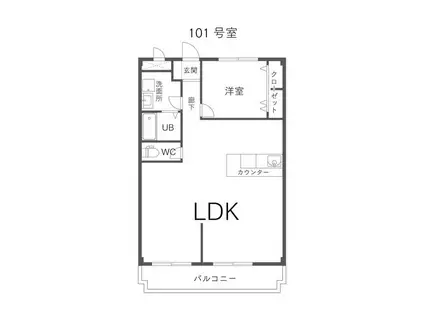 ニューマリッチかわぐちA(1LDK/1階)の間取り写真