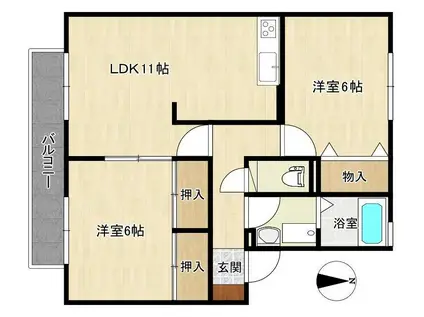 FOREVER HILLIII(2LDK/2階)の間取り写真