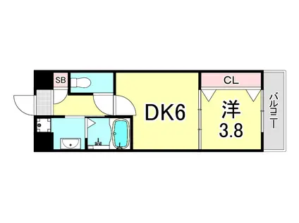AILE門戸荘(1DK/1階)の間取り写真