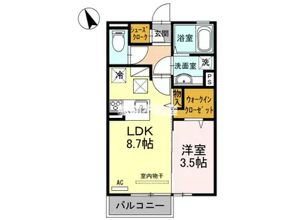 オリーヴァ東櫛原(1LDK/1階)の間取り写真