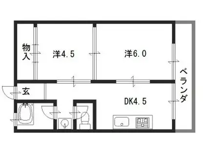 グランディア六甲STORIA(2DK/5階)の間取り写真