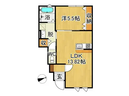 アネックス樹木(1LDK/1階)の間取り写真