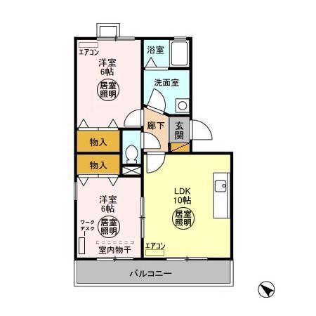 べイコート(2LDK/1階)の間取り写真