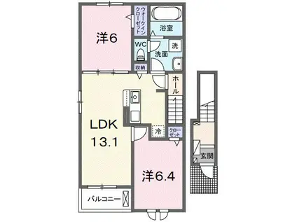 カルムIV(2LDK/2階)の間取り写真