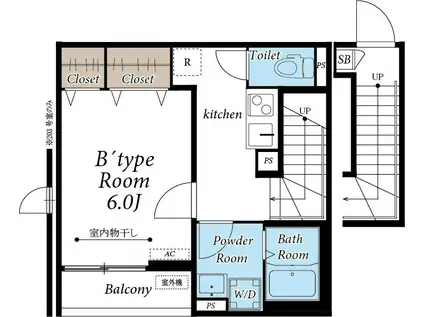 リブリ・16イチロク(1K/2階)の間取り写真
