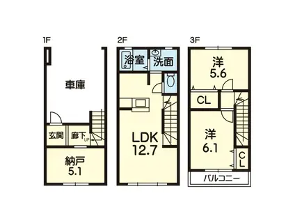 セリシール新水前寺(2SLDK/1階)の間取り写真