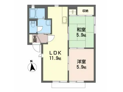 グランドール北町E(2LDK/1階)の間取り写真