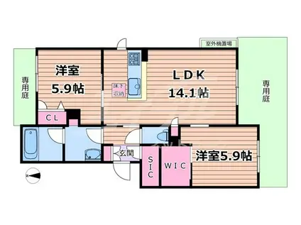 エスポワール鶴見(2LDK/2階)の間取り写真