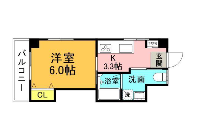 ユニテタワラ(1K/3階)の間取り写真