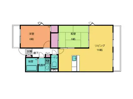 レジデンス内海(2LDK/2階)の間取り写真