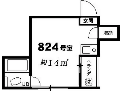 アーバンリゾート三軒茶屋8(ワンルーム/2階)の間取り写真