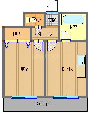 クオーレ中川(1DK/2階)の間取り写真