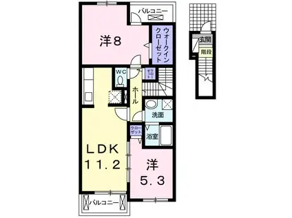 モン・ラニッシュ(2LDK/2階)の間取り写真