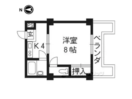 メゾンこやま南棟(1K/4階)の間取り写真