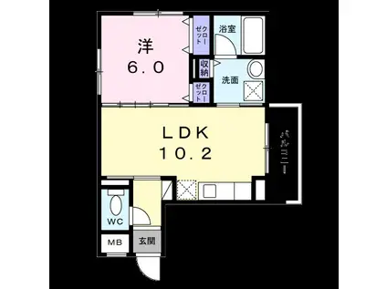 ラピスラズリ港北(1LDK/1階)の間取り写真