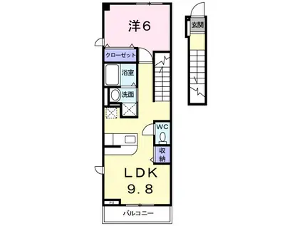 アジュール和泉中央II(1LDK/2階)の間取り写真