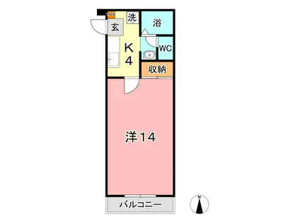 ロイヤルパレス船穂(1K/1階)の間取り写真