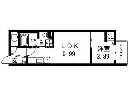 BLUE LAGOON(1LDK/3階)の間取り写真