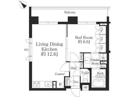 ファミールグランスイートTHE赤坂(1LDK/8階)の間取り写真