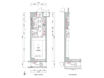 アルテカーサアリビエ東京イースト(1K/1階)の間取り写真