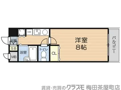 パークヴュー北梅田(1K/2階)の間取り写真